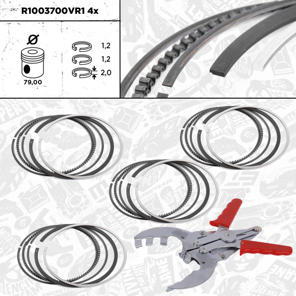 4x Piston Ring Kit - R1003700VR1 ET ENGINETEAM - 630167, 93183581, 93174489